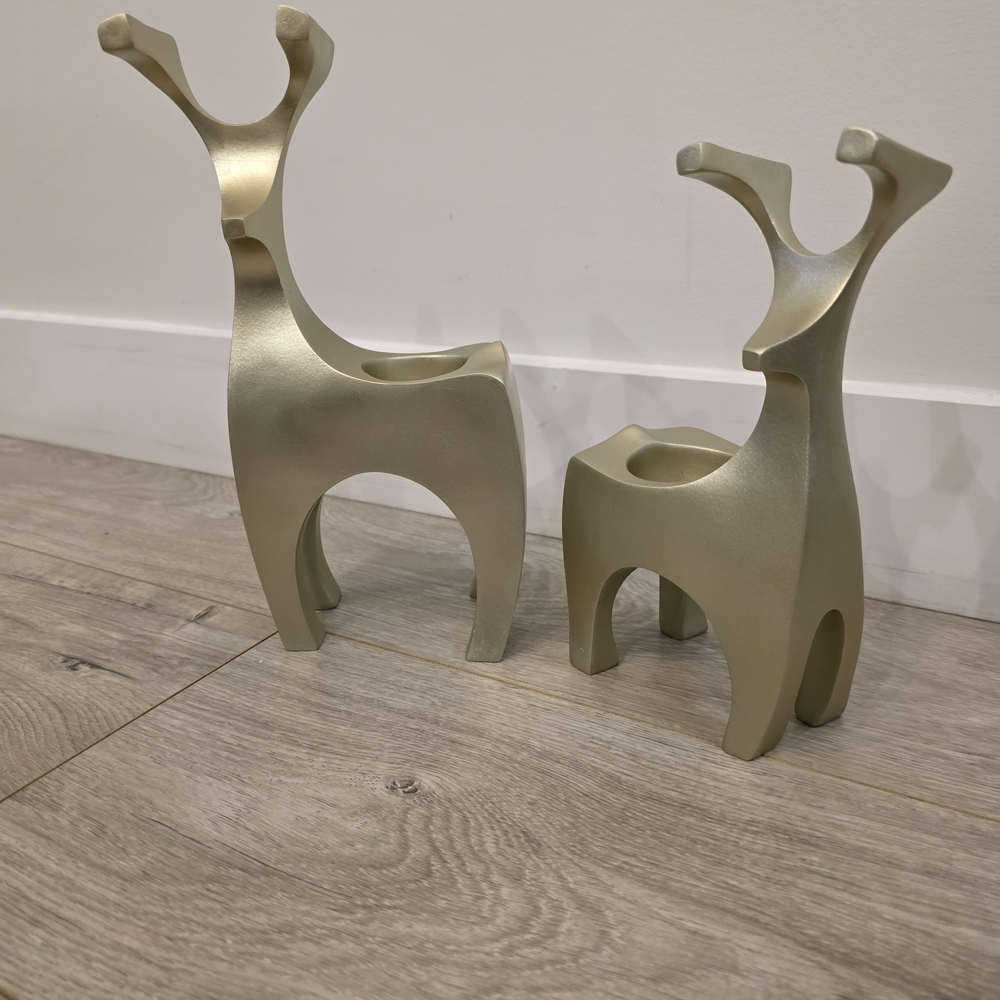 PartyLite Gold Reindeer Candle Holders